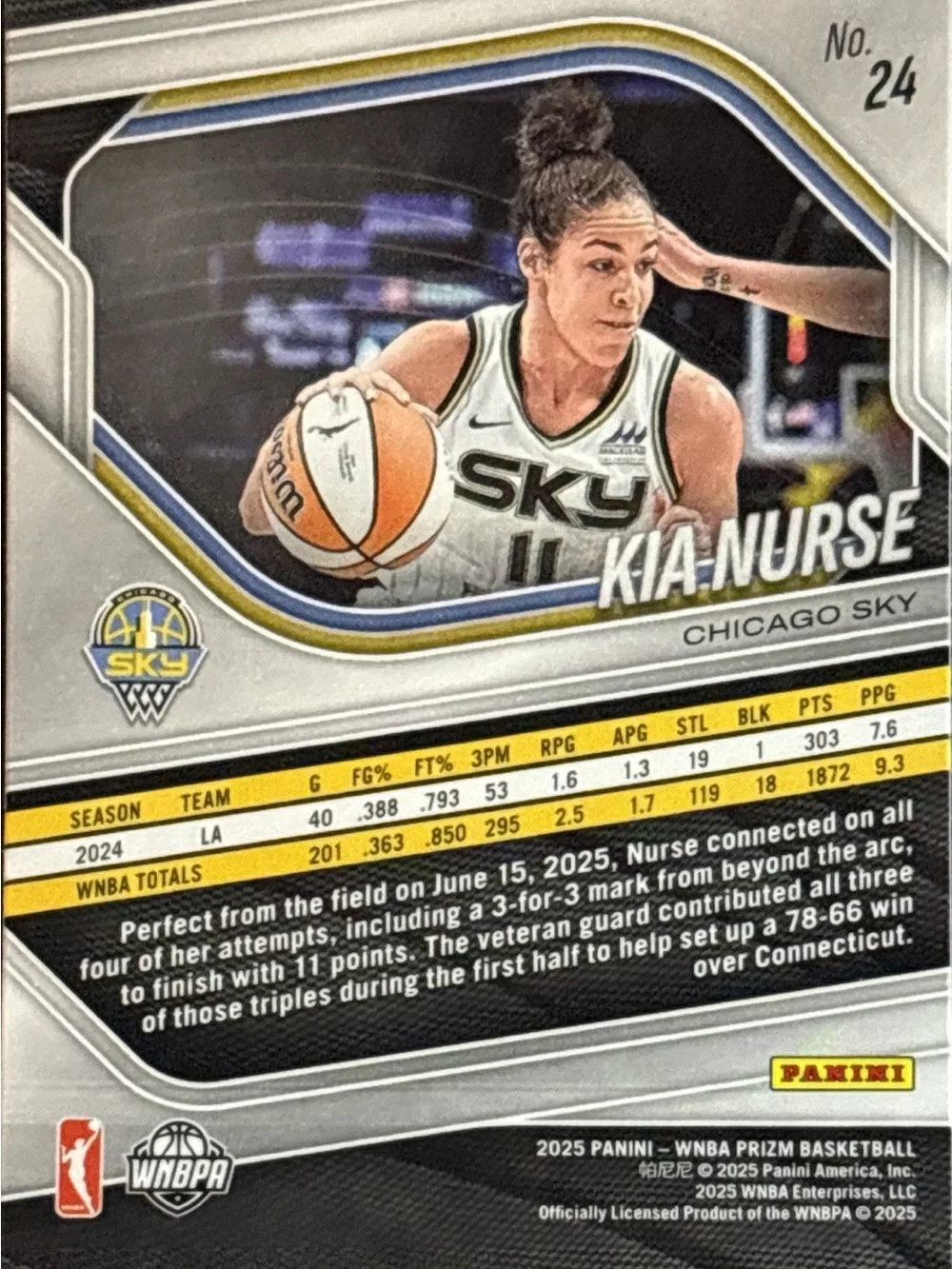 Panini Prizm Chicago Sky Kia Nurse Basketball Card